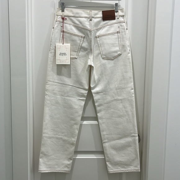 NWT Alexander McQueen White Straight Leg Denim Jeans Sz 28 - Picture 11 of 15
